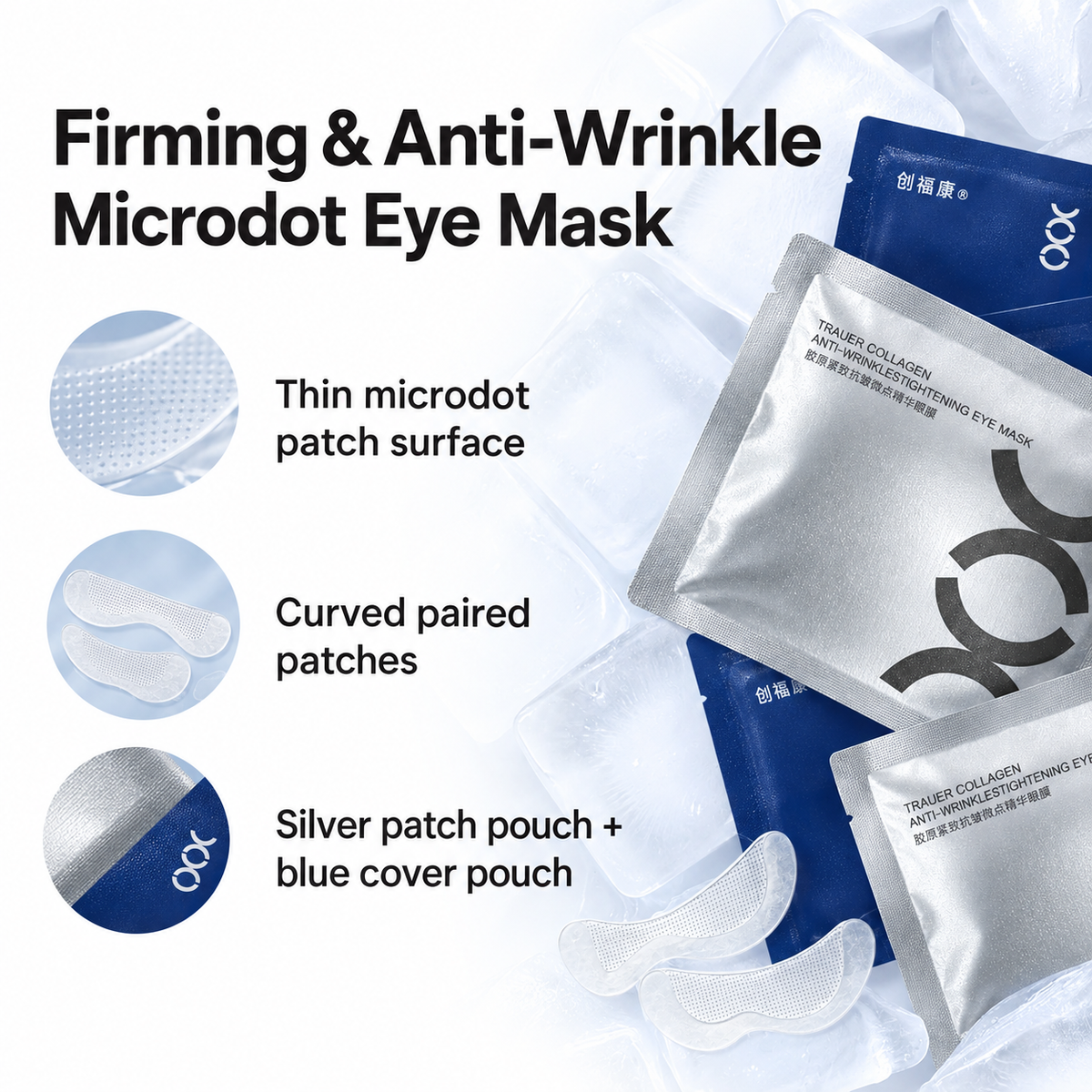 Microdot surface, curved patches and coordinated component pouches